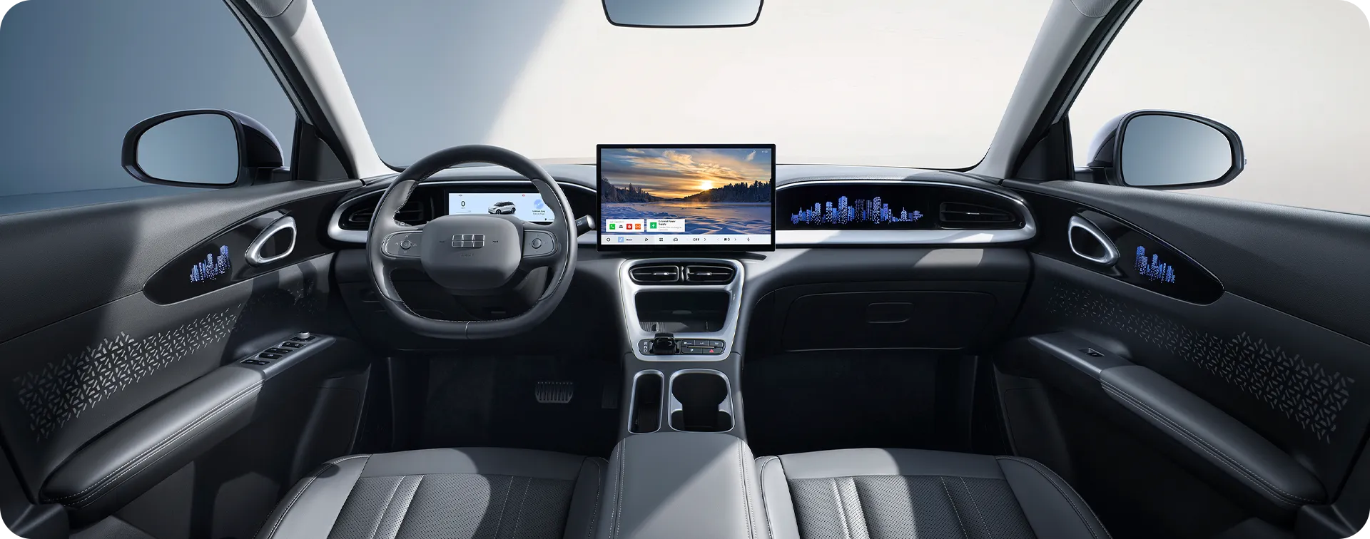 Painel digital, central multimídia e console do Geely EX2